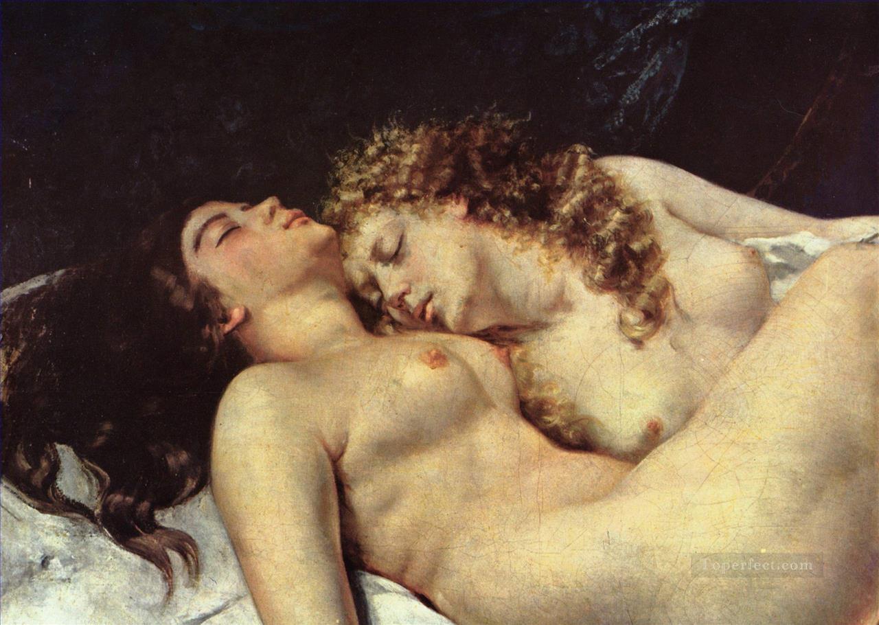 Sleep homosexuality lesbian erotic Gustave Courbet Oil Paintings